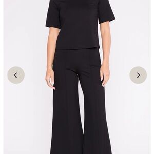 RIPLEY RAIDER BLACK PONTE KNIT WIDE LEG PANT: CROPPED